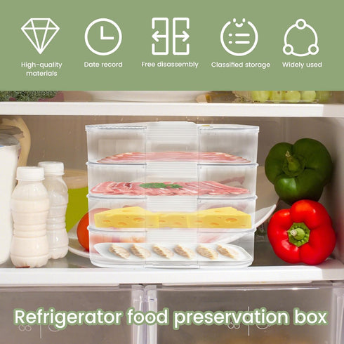 Deli Meat Container for Fridge, 4 Layer Lunch Meat Container for Refrigerator Organizers and Storage, Bacon Cheese Storage Container for Refrigerator Deli Containers with Lid Food Storage Boxes