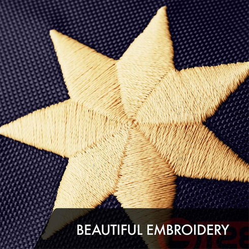 G128 5x8 420D Grommets, Bennington Tea-Stained Flag | Ft | Embroidered Polyester - Embroidered Stars, Sewn Stripes
