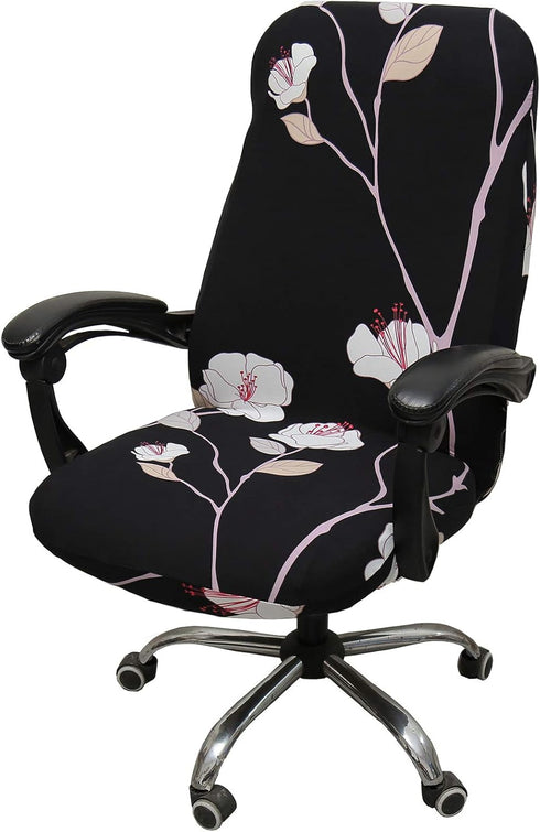 WOMACO Office Chair Covers - Stretch Printed Computer Chair Slipover - Universal Floral Boss Chair Protector - High
