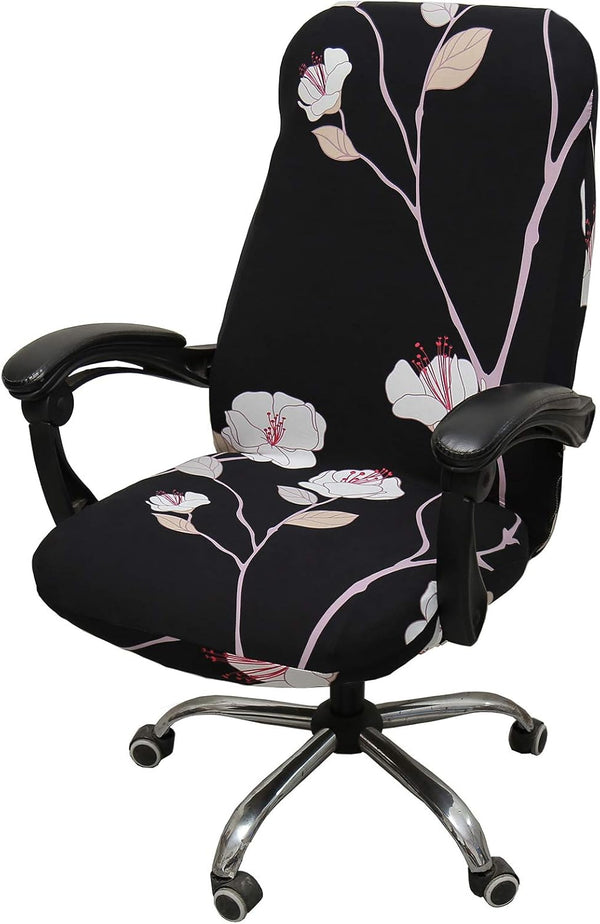 WOMACO Office Chair Covers - Stretch Printed Computer Chair Slipover - Universal Floral Boss Chair Protector - High