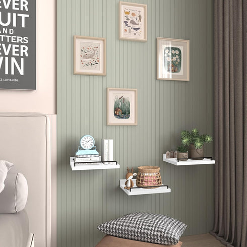 6X9 Inches Set 3 RYOFOBETTO Small Floating Shelf, Farmhouse Wall Shelves for Living Room, Bedroom, Picture Frames