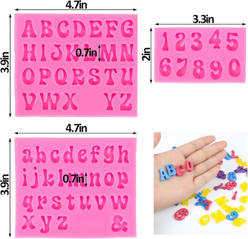 Palksky 3 Pieces Letter Molds - Silicone Fondant for Chocolate Covered Strawberries, Cake Decorating, Candy Tray