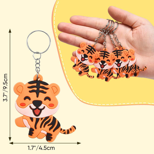 40 Pack Cute Smile Tiger Keychains - Wild Animal Party Favors, Safari Animal Party Favors, Baby Shower Return Gifts