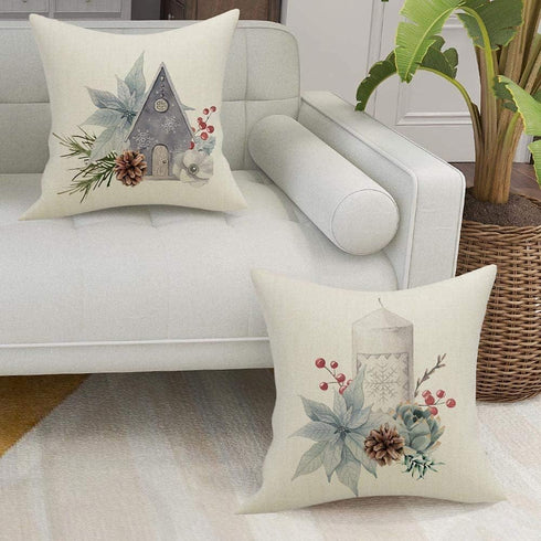 Christmas Pillow Covers 20x20 inch Set of 4, Farmhouse Decorative Throw Pillow Cover for Winter Holiday Décor