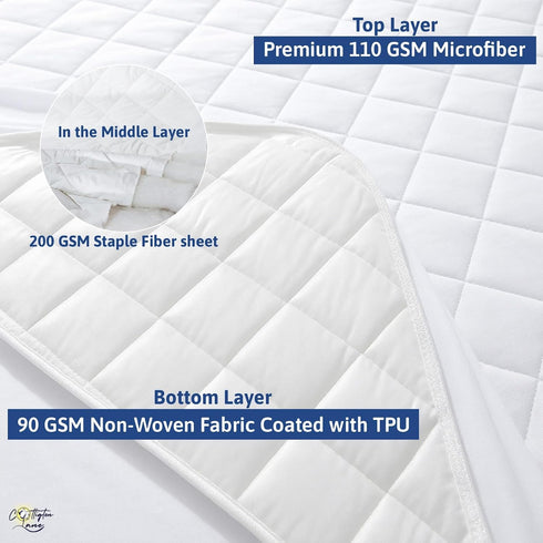 400 21 Inch Cottington Lane GSM Full Size Waterproof Quilted Mattress Pad Protector, Soft Microfiber Mattress Topper
