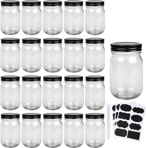 QAPPDA Mason Jars, Glass Jars with Lids, 12 oz, Canning Jars for Kitchen Storage, Set of 20