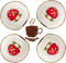 4 PCS Mushroom Coffee Spoon Rest, Ceramic Spoon Rests with Gold Rim for Coffee Bar Accessories, Mini Cooking Spoon