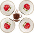 4 PCS Mushroom Coffee Spoon Rest, Ceramic Spoon Rests with Gold Rim for Coffee Bar Accessories, Mini Cooking Spoon