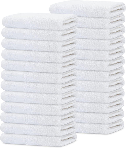 60 Pack Set (12x12 inches) Commercial GOLD TEXTILES Economy White Washcloths - Cotton Blend Grade Cleaning Rags, Quick