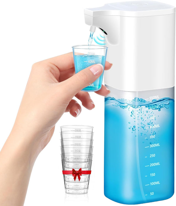 Minwiier Automatic Mouthwash Dispenser for Bathroom - 18.6 fl oz/550mL Capacity, 4Mode LED