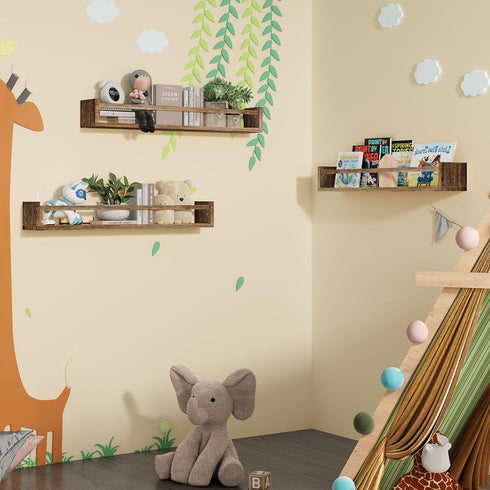 23.6 Inch Set 3, Fixwal Nursery Book Shelves for Kids Rooms, Floating Bookshelves for Wall of Baby Nursery Decor, Solid