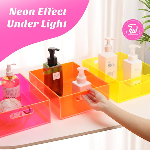 Acrylic Storage Bin, Heavy Duty Pantry Storage Container with Handles for Organizing Fridge, Cabinet, Cupboard