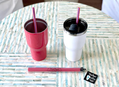Reusable Drinking Straws with Travel Case, Made in USA, 4 Large 9.5" Straws for Hot and Cold Beverages