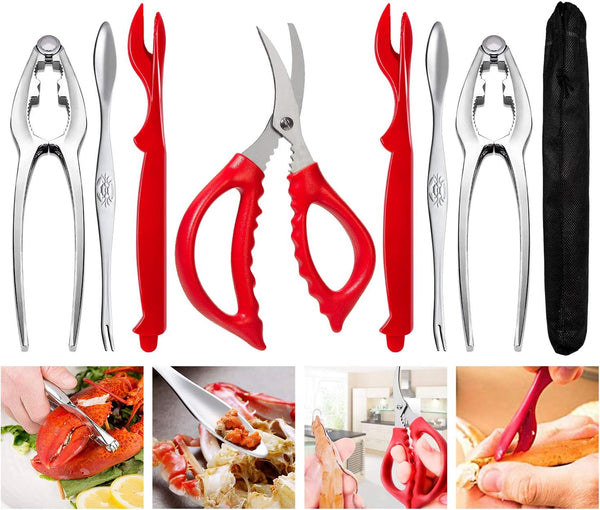 Crab Crackers and Tools Set, Stainless Steel Crab Leg Crackers and Picks Knife for Shellfish, Seafood Utensils