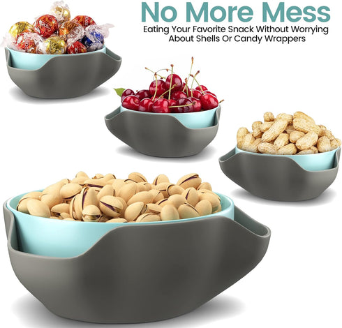 Pistachio Bowl By Elevated Essentials - Double Dish Serving Bowl with Shell Storage - Perfect for Fruit, Nuts, Candy & Snacks by Elevated Essentials