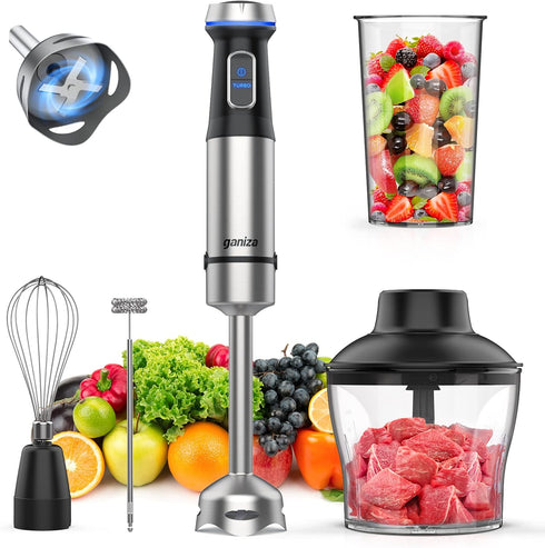 Ganiza Immersion Blender, 5 in 1 Hand Blender, 1000W Heavy Duty Motor with 16 Speed Mode and Accessories