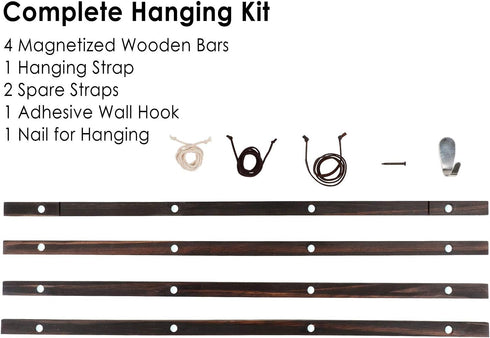 Magnetic Poster Hanger Frame - 24 inches Wooden Frame for Scratch Off Maps, Prints, Photos, Canvas Artwork
