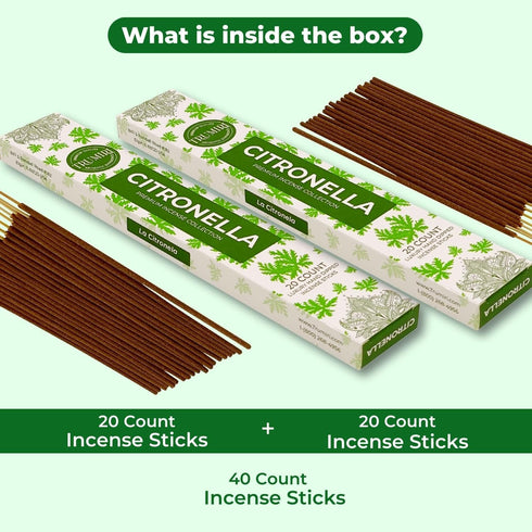 Citronella Incense Sticks for Outdoor Camping - Total 40 Insence-Sticks - Dual Pack of 20 Insense - Inciensos - Inscents - Natural Non Toxic Ingredients - Incents - Incence - Inscense by TRUMIRI