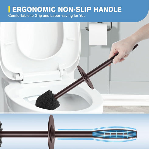 Set (2Pcs UPTRONIC Toilet Brush, Aluminum Alloy Toilet Brush and Holder with Long Handle Durable Bristles Toilet Bowl