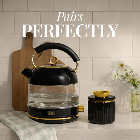Countertop Counter Butter Crock with Lid for Black and Gold Ceramic French Butter Dish for Soft Butter, Airtight Water