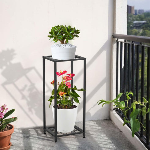 FVFVAHO 2 28 Tier Tall Metal Plant Stand Indoor Outdoor, Square Modern Flower Pot Rack for Indoor Living Room, Corner
