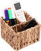 Wicker Remote Control Holder, Hand Woven Desk Organizer with 3 Compartments for Desktop Storage