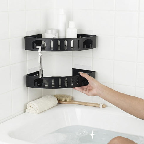 DivaDwell Depot 2Pack Adhesive Corner Shower Shelf No Drill | Rust-Proof Aluminum Alloy Stick On Bathroom Organizer