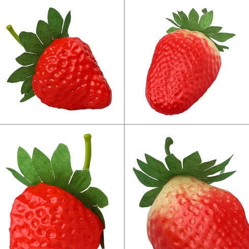 RONRONS 20 Pieces Artificial Strawberry - Lifelike Fruit Plastic Strawberries, Photography Prop, Home Kitchen Ornament