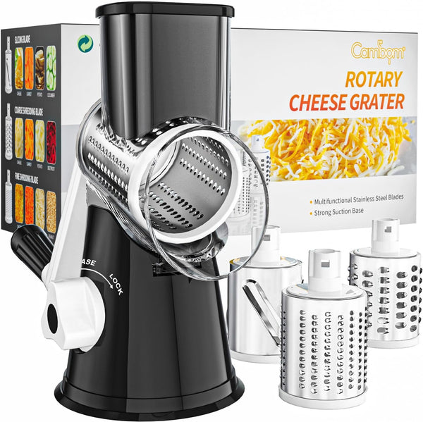 Cambom Rotary Cheese Grater Hand Crank Cheese Shredder for Fresh Cheese, Vegetable,