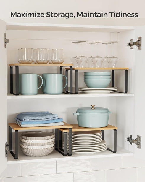 Set 2 Counter UKCS02NB SONGMICS Cabinet Organizer Shelf, of Kitchen Shelves, Kitchen Storage, Spice Rack, Stackable