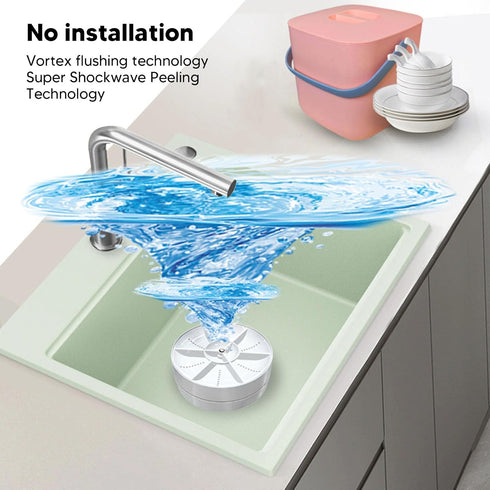 Ultrasonic USB Dishwasher for Fruit and Vegetables: Household Small Dishwasher for Home, Trip, Apartment, Green