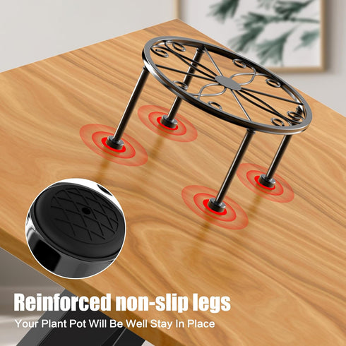 3 Packs Garden Gifts Plant Lovers Gifts Black Metal Plant Stand with Anti-Slip Base Rustproof Heavy Duty Decorative