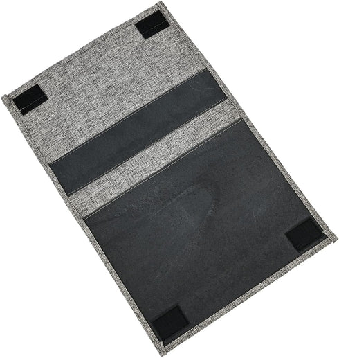 Linen 4 Pockets Bedside Caddy, Storage Organizer for Magazine, Remotes, Phone (Classic Grey)