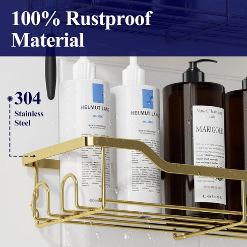 2 Pack, Kitsure Shower Caddy Large - Adhesive Shower Organizer, Stainless Steel Shelf for Inside Shower, No Drill