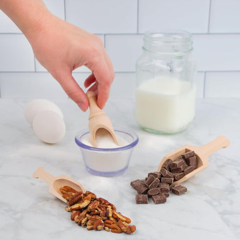 Small Wooden Teaspoon Scoops for Food Canisters & Jars, Mini Measuring Spoons, Pack of 10 by Woodpeckers