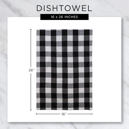DII Basic Terry Collection Windowpane Dishtowel Set, 16x26, Dark Green, 4 Piece