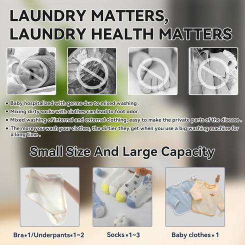 Portable Mini Washing Machine for Deep Cleaning Underwear, Baby Clothes, Small Items - Suitable for Apartments (Green,