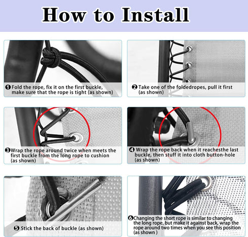 19 Inch Zero Gravity Chair Replacement Fabric with Bungee Cord Kit, Wide Repair Cloth with Replacement Cord for Anti