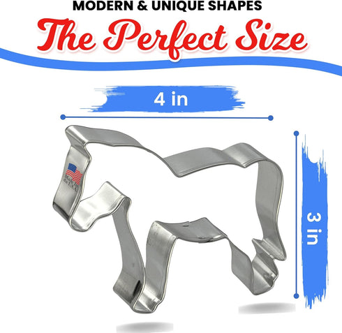 Horse Cookie Cutter - Made in the USA – Foose Tin Plated Steel Cookie Mold (4 Inch)
