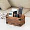 Brown Torched Wood Remote Control Organizer, Two Compartment Holder for TV, Game Consoles, Cell Phone, Kitchen