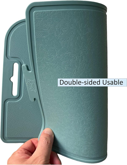 Thick Silicone Double-Sided Cutting Board, Korean Made, 14.3" x 9.7", Foldable Design, Dishwasher Safe, 1PCS (Mint)