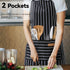2 Pack 2 NLUS Kitchen Cooking Aprons, Adjustable Bib Soft Chef Apron with Pockets for Men Women(Black/Brown Stripes)