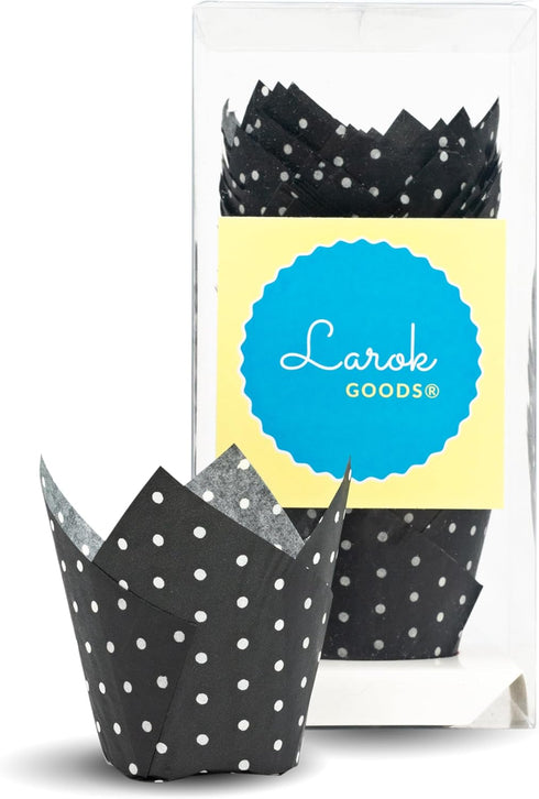 Tulip Baking Cupcake Liners, 100 Count, Black Polka Cupcake and Muffin Wrappers