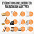 9" 34oz Complete Sourdough Starter Kit and Sourdough Bread Baking Supplies - Includes Banneton Proofing Basket
