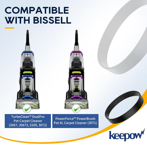 KEEPOW Replacement Belts for Bissell Vacuum 3071 PowerForce PowerBrush Pet XL Carpet Cleaner and Bissell 3067 TurboClean DualPro Pet Carpet Cleaner 3072, 30673, 3109, Replace Part 1626502 (2 Pack)