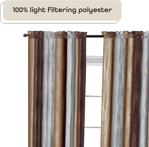 Ombre Panel Light Filtering Semi-Sheer Window Curtain - 84 Inch Length, 50 Inch Width - Chocolate Light Filtering Soft
