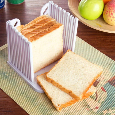 Adjustable Toast Slicer/ Cutting Guide for Homemade Bread, Plastic Bread Slicer Loaf for Slicing Bread Foldable Kitchen Baking Tools (White) by ORIONE