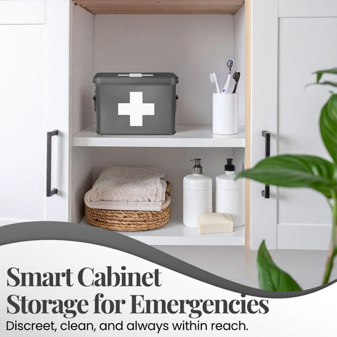 33 21 19 cm, 5 Flexzion Medicine Box, Home Pharmacy Box, x x Metal Medication Storage Box for Emergency, First Aid