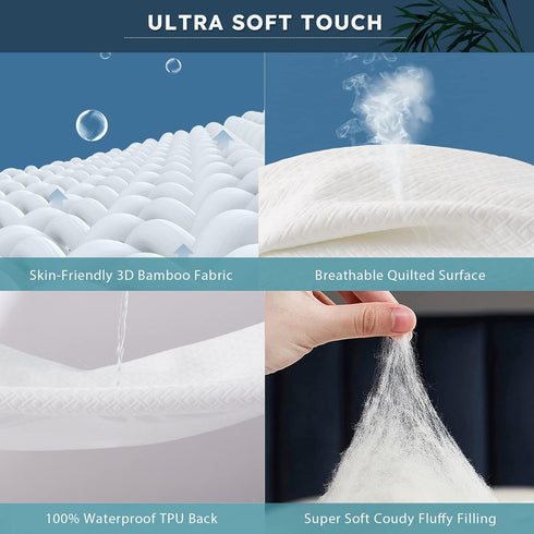 Cozymaker TwinXL Size Waterproof Mattress Protector - Cooling Fitted Cover with 8-21" Deep Pocket, Soft Breathable