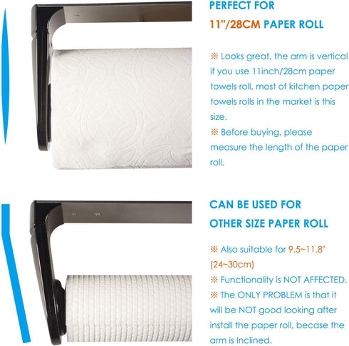 simpletome ONE HAND TEAR Paper Towel Holder, Under Cabinet Adhesive or Drilling Installation, Black